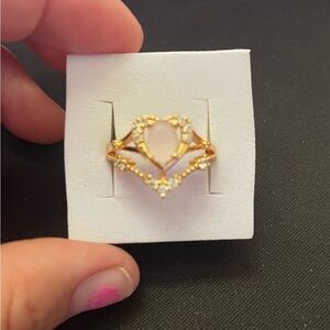 Elegant Gold Heart Ring with Crystals